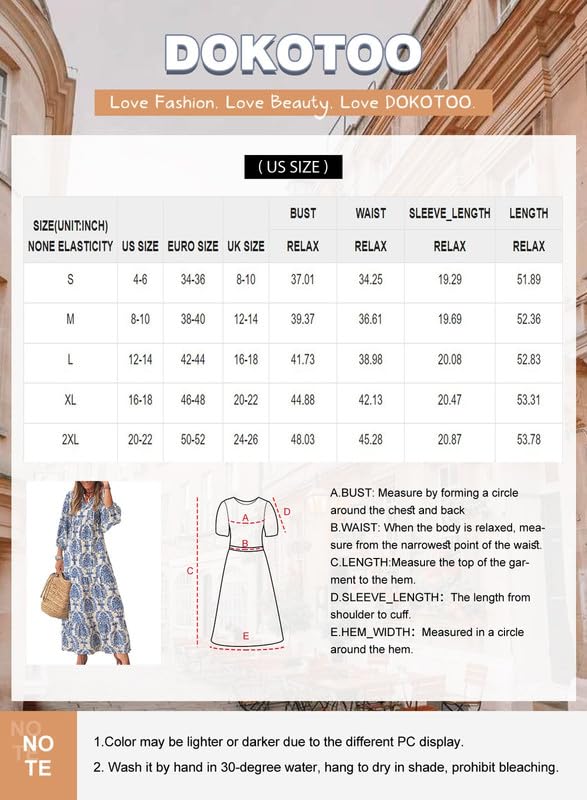 Dresses Women Summer Casual Maxi Dresses V Neck Boho Beach Dress Long Puff Sleeve Sexy Dress Ruffle A Line Flowy Dresses Medium Blue
